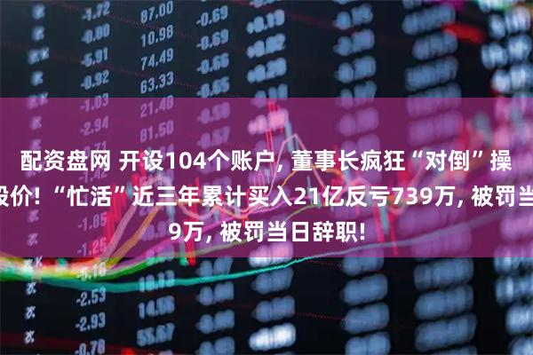 配资盘网 开设104个账户, 董事长疯狂“对倒”操纵自家股价! “忙活”近三年累计买入21亿反亏739万, 被罚当日辞职!